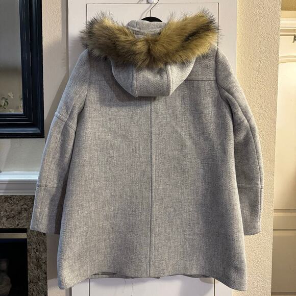 J.Crew Chateau Italian Wool Parka Coat Jacket Gray Size 10P Mob Wife - Picture 6 of 12